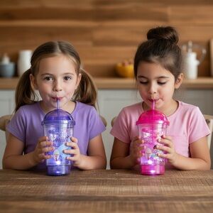 Princess and Frozen Flashing Dome Cup 17.18 fl oz Set of 2